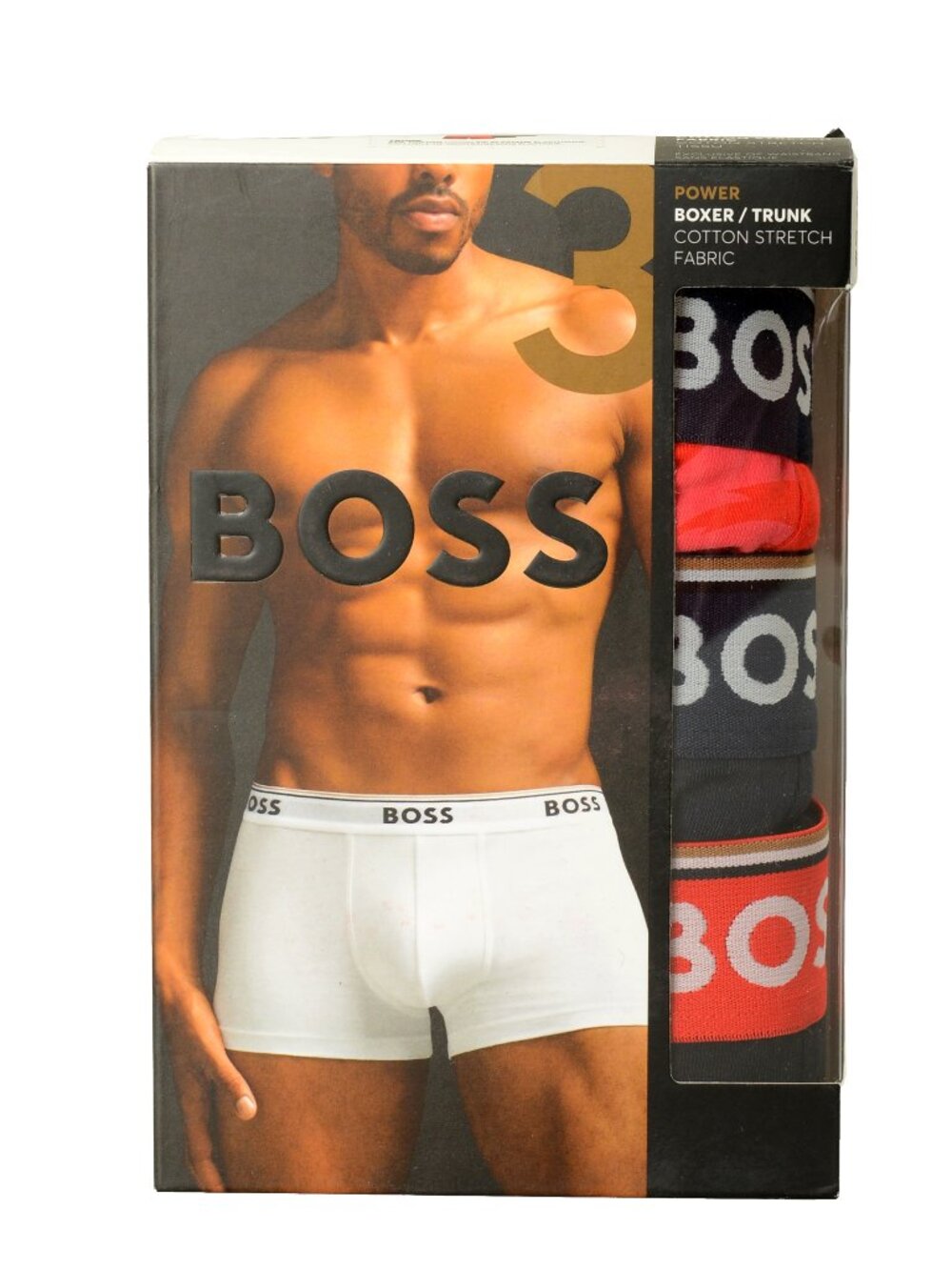 Hugo Boss Men's "POWER" Logo Strap 3 Pack Boxer/Trunk Underwear US S IT 48